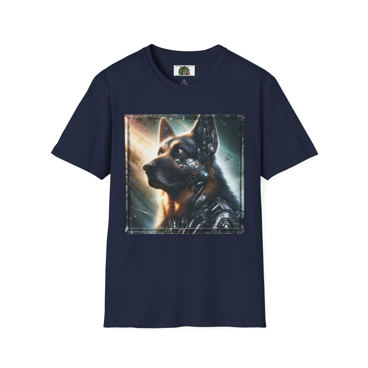 German Shepherd Robotic Dog Unisex Softstyle T-Shirt T-Shirt Printify S Navy