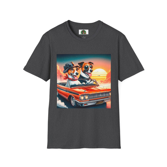 Wacky Jack Russell Couple In Car T-Shirt Printify S Dark Heather