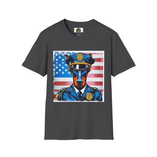 Doberman policeman t shirt T-Shirt Printify XS Dark Heather