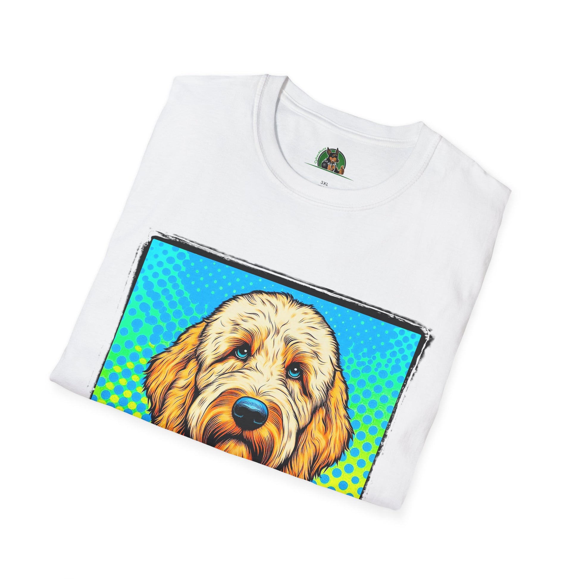 Golden Doodle blue suit t shirt T-Shirt Printify