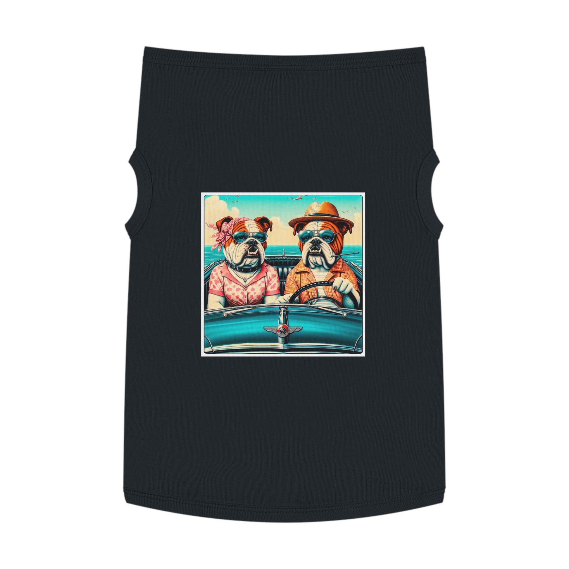 Wacky Pet Tank Top Bulldog vacationing couple t shirt Pets Printify
