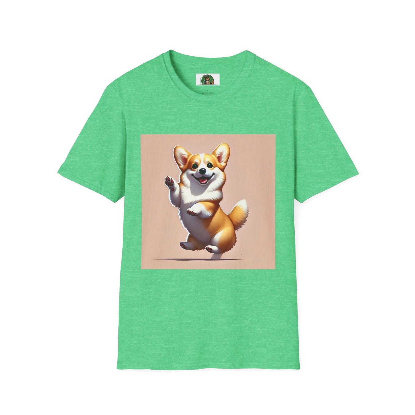 Dancing Pembroke Welsh Corgi T-Shirt T-Shirt Printify S Heather Irish Green