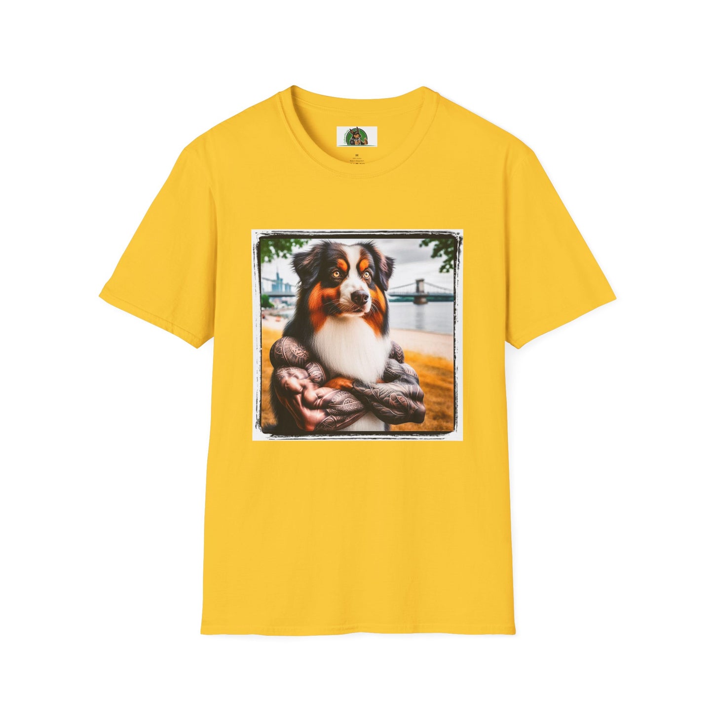 Australian Shepherd Tattooed And Buff T-Shirt Printify S Daisy