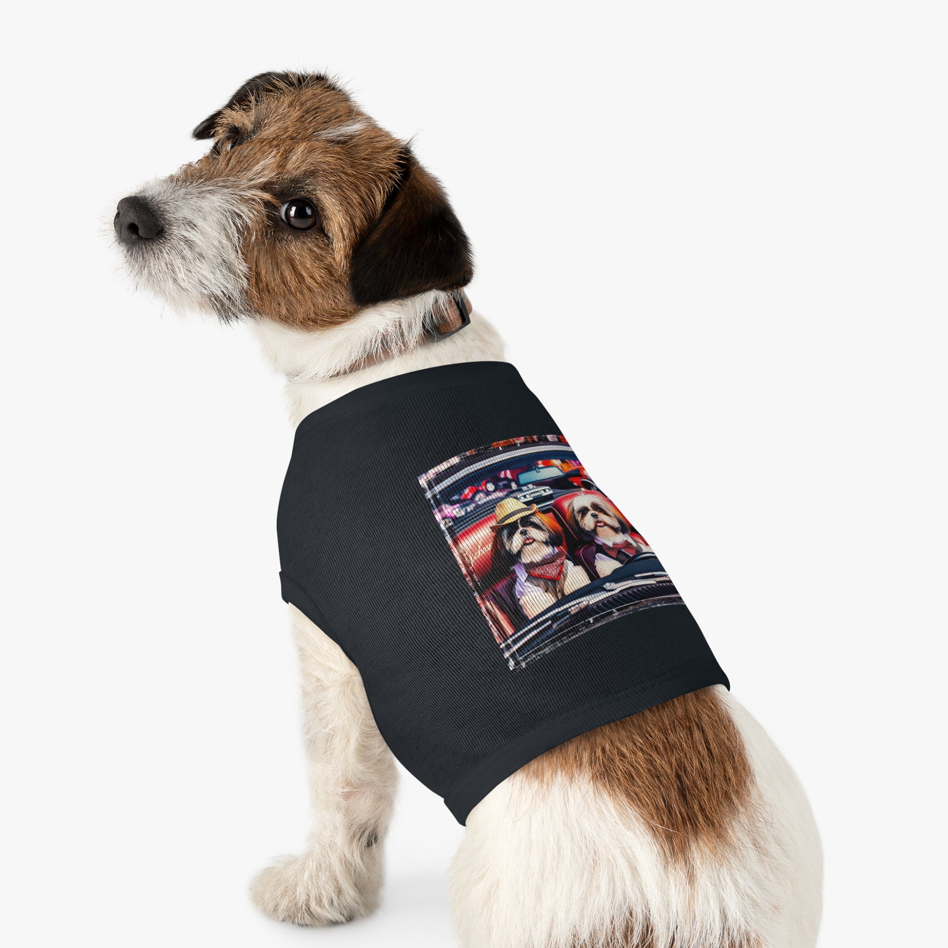 Pet Tank Top Shih Tzu friends driving Pets Printify