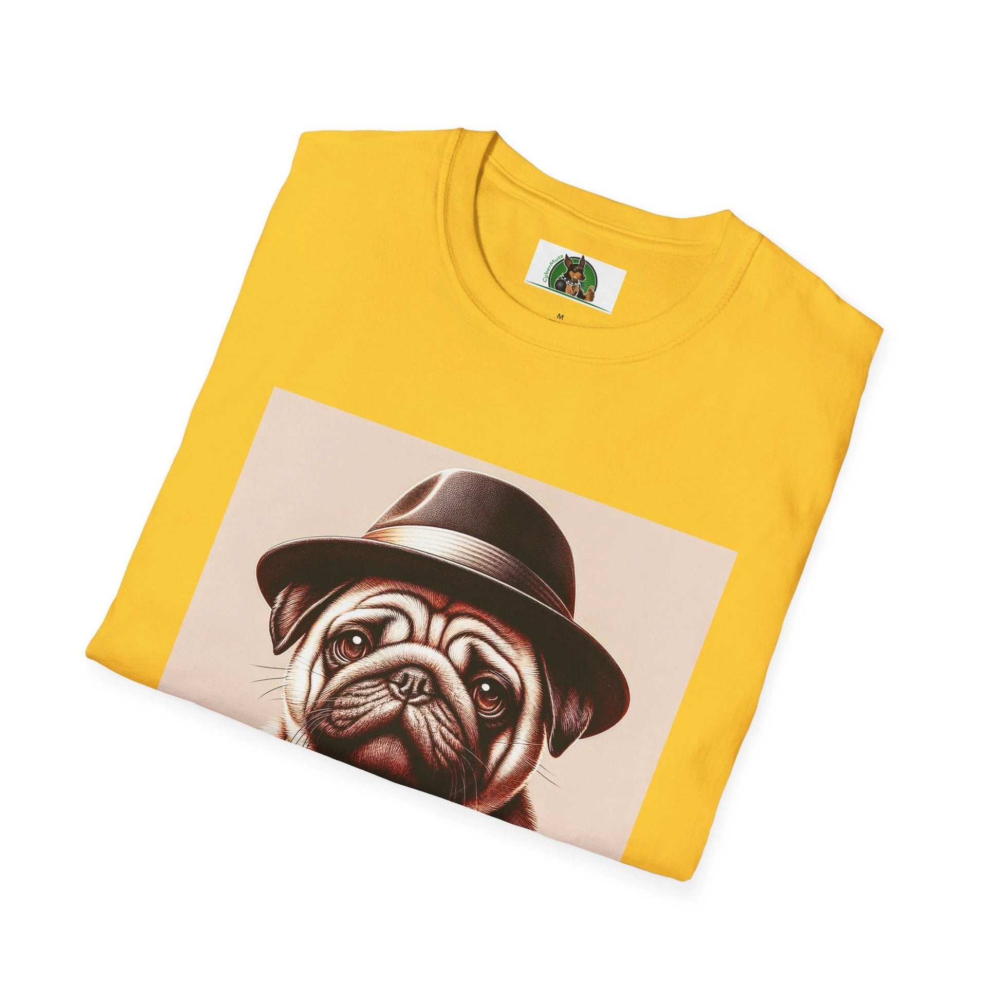 Pug Fedora T-Shirt by Printify