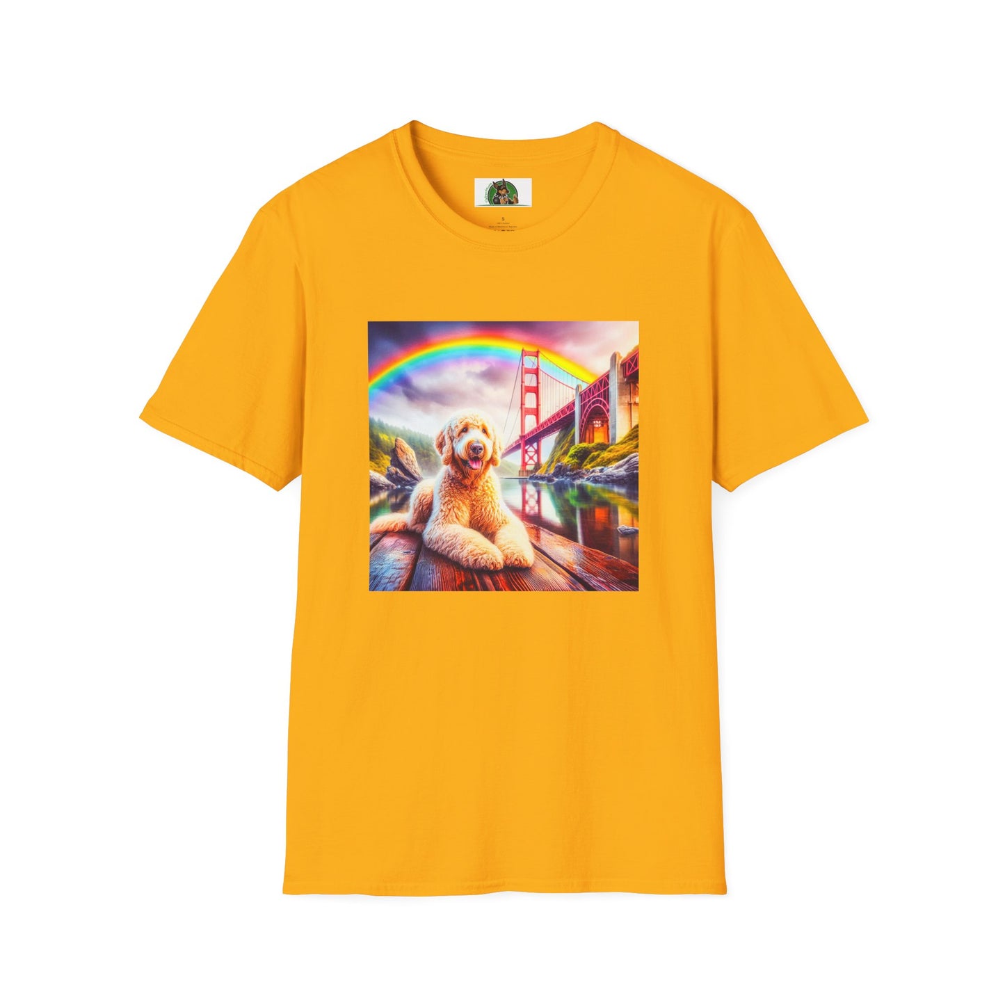 Golden Doodle pretty lake t shirt T-Shirt Printify S Gold