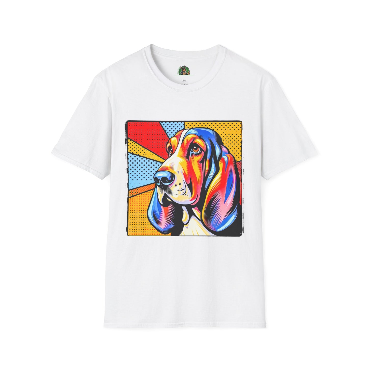 Basset Hound Profile Pop Art Pic T-Shirt Printify XS White 