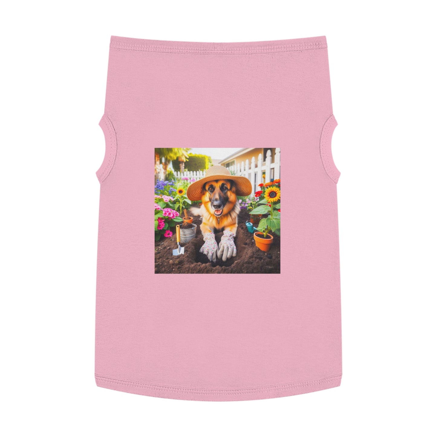 German Shepherd planting flowers shirt Pets Printify XL Pink