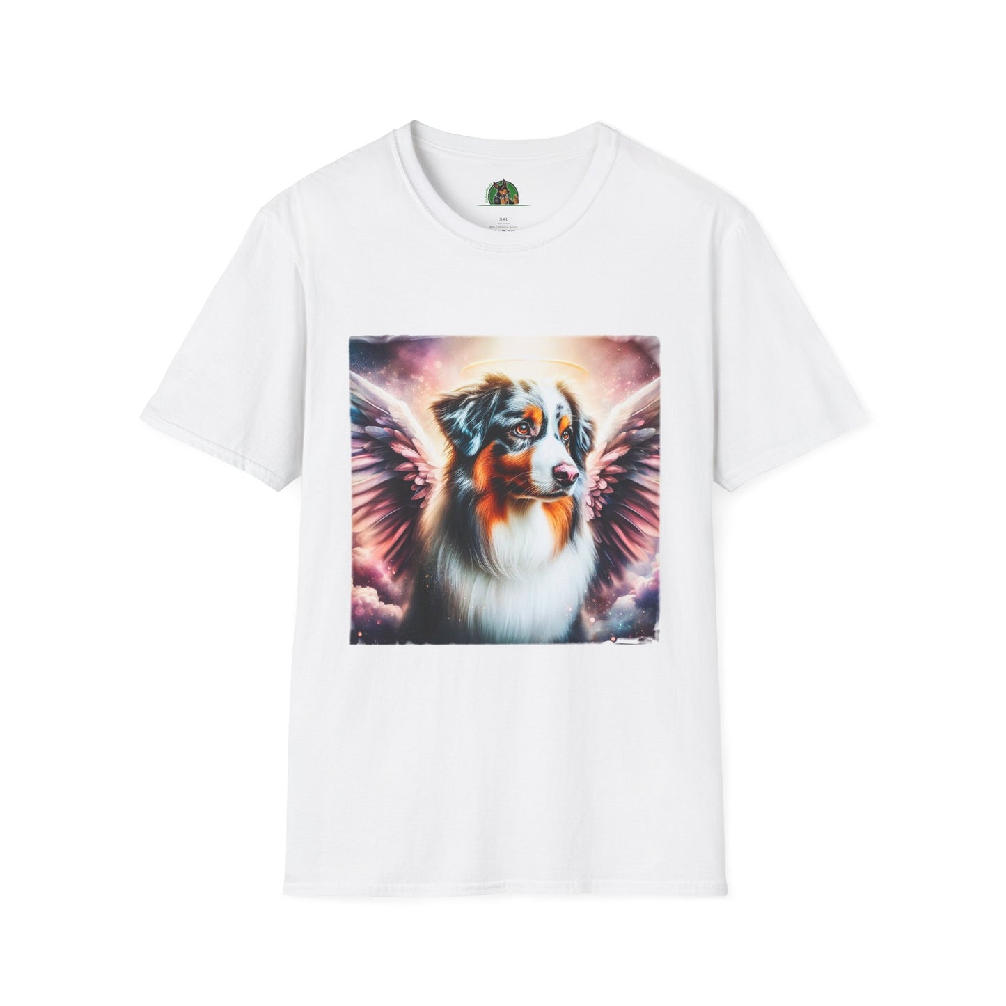 Australian Shepherd Pink Angel Wings T-Shirt Printify XS White 