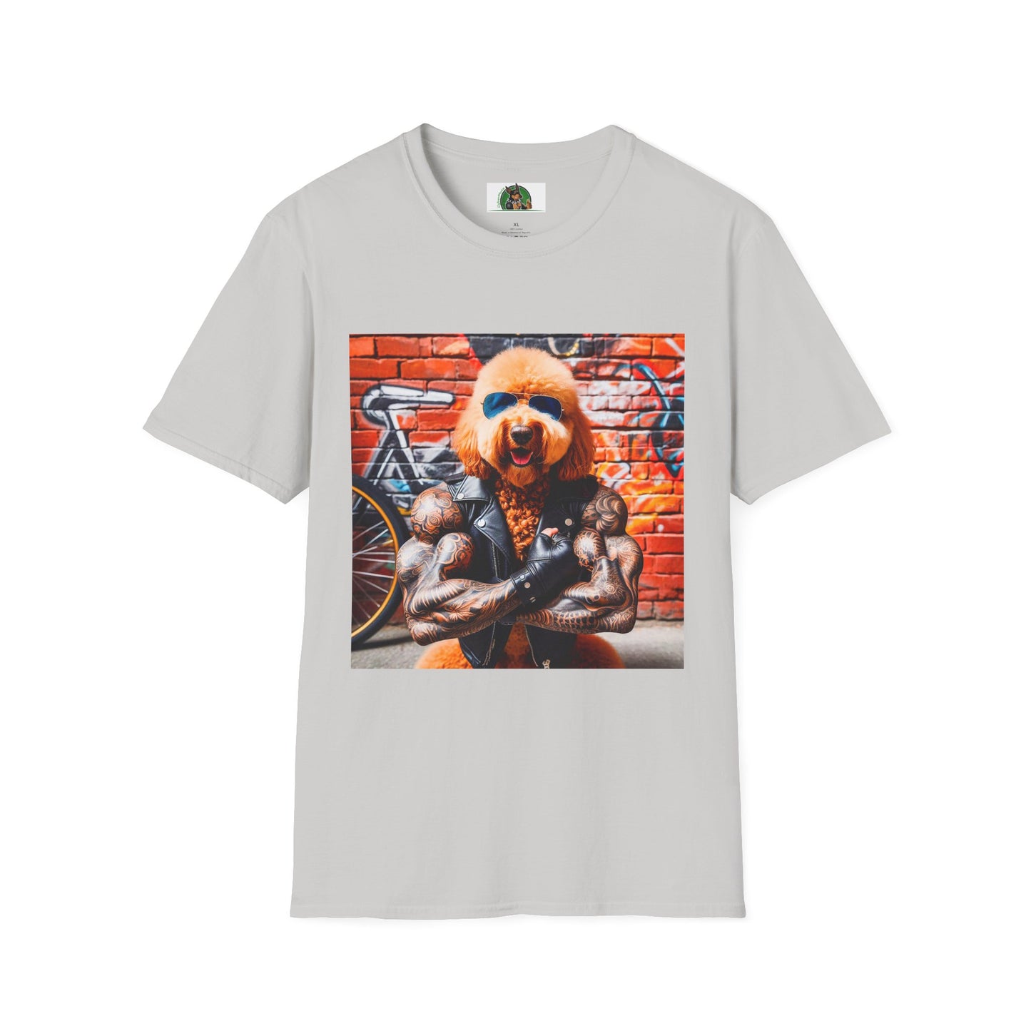 Golden Doodle tough guy muscles t shirt T-Shirt Printify S Ice Grey