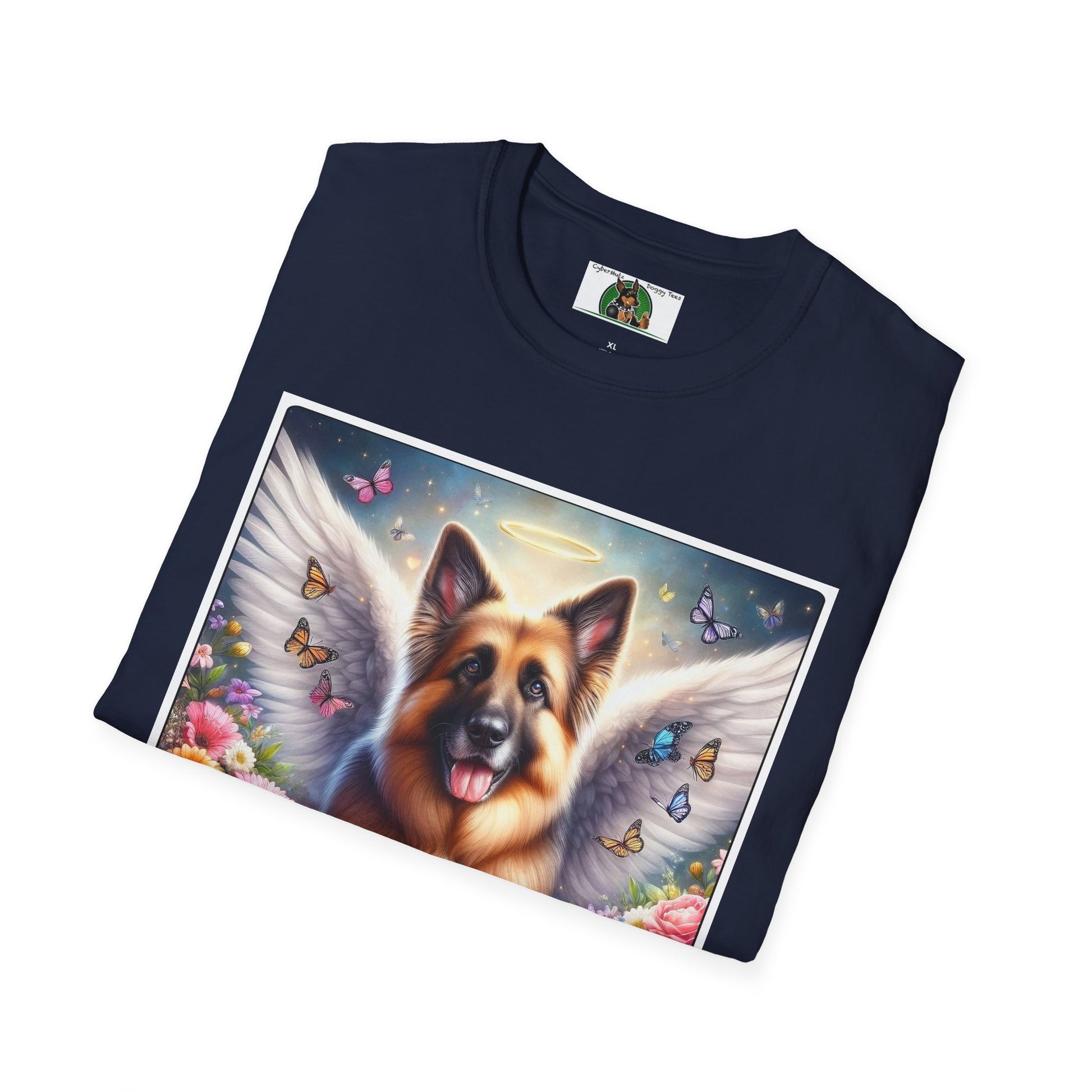 German Shepherd Dog "Rainbow Bridge" Unisex Softstyle T-Shirt T-Shirt Printify