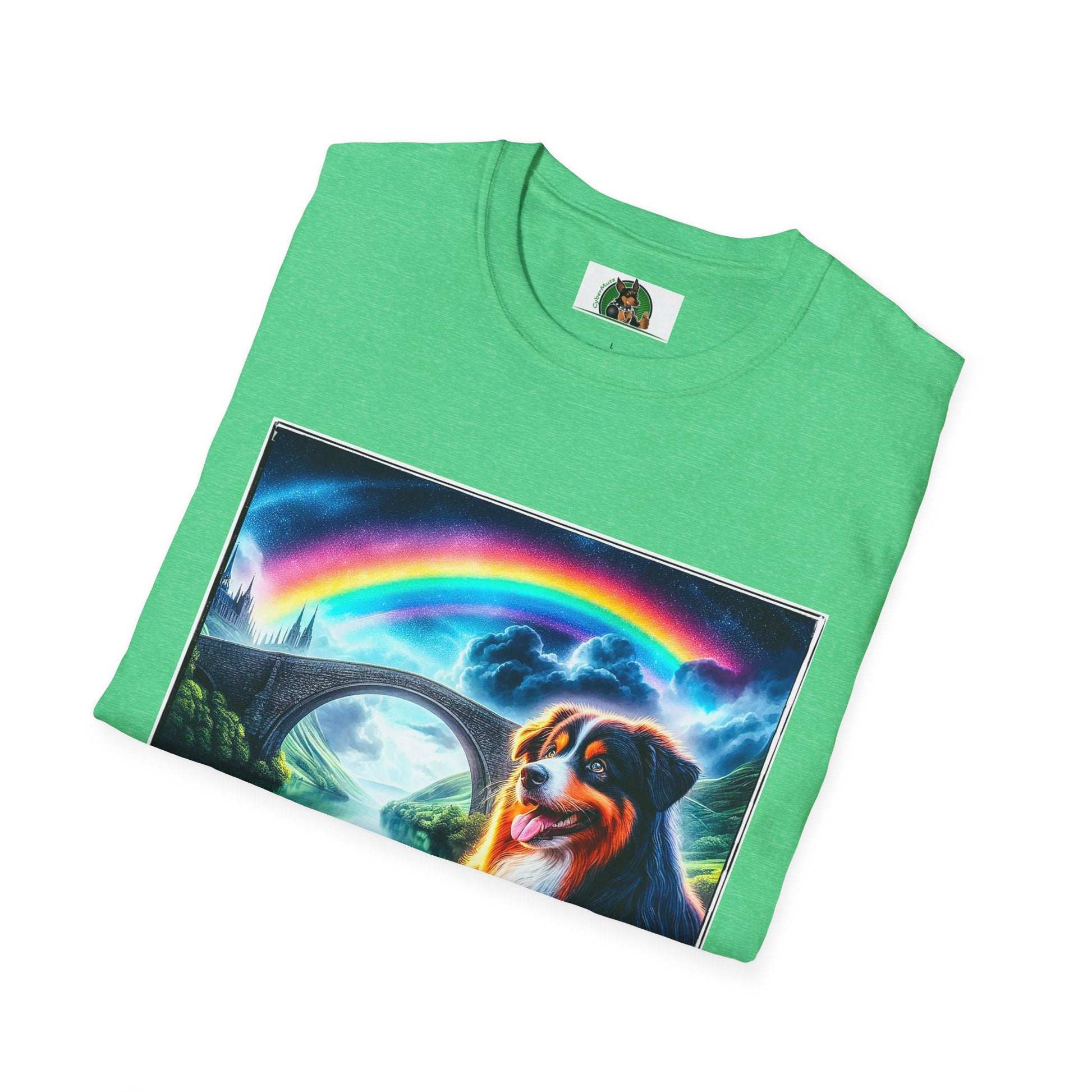 Australian Shepherd Rainbow Bridge And Lake T-Shirt Printify   