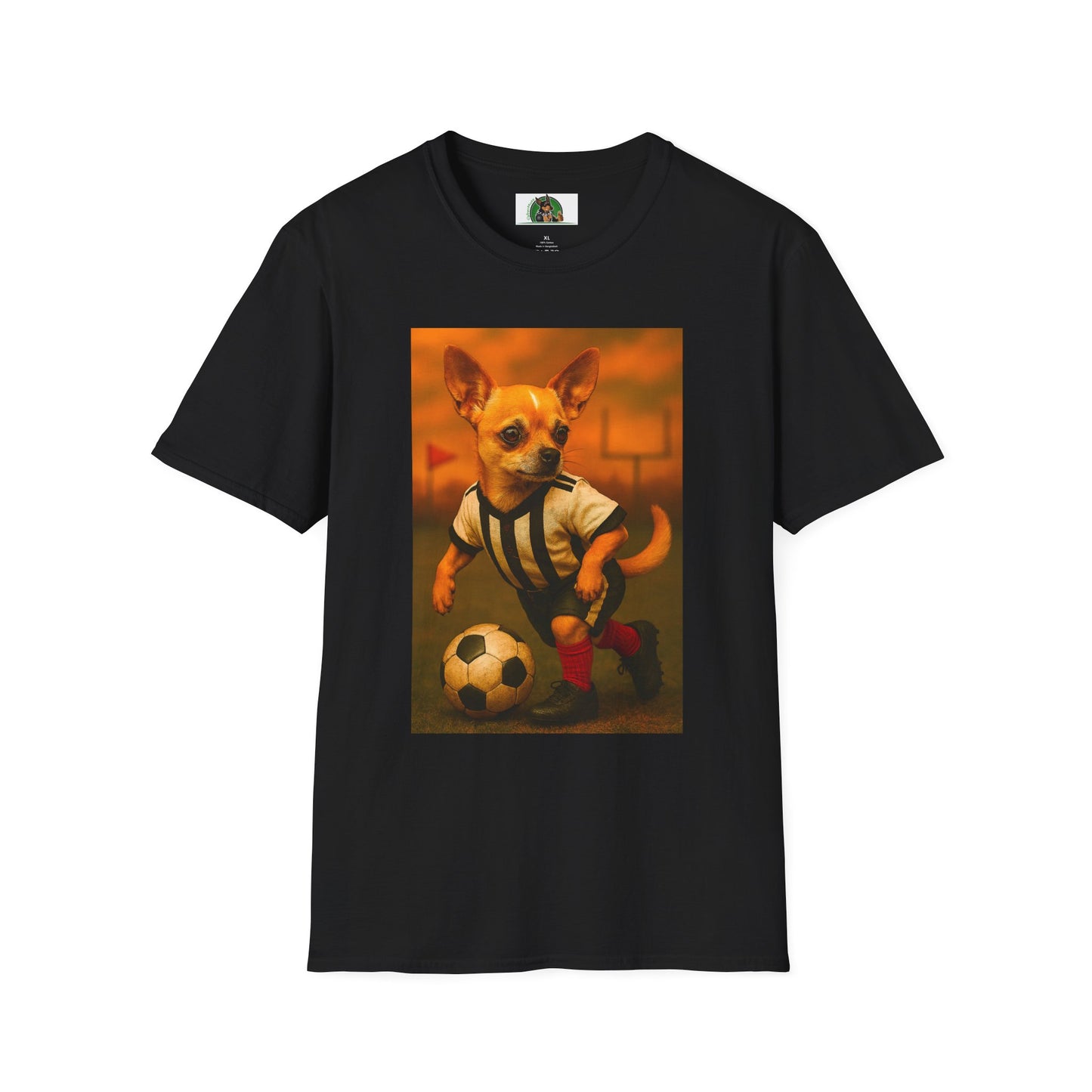 Chihuahua Soccer T-Shirt Sports T-Shirt Printify Black XS