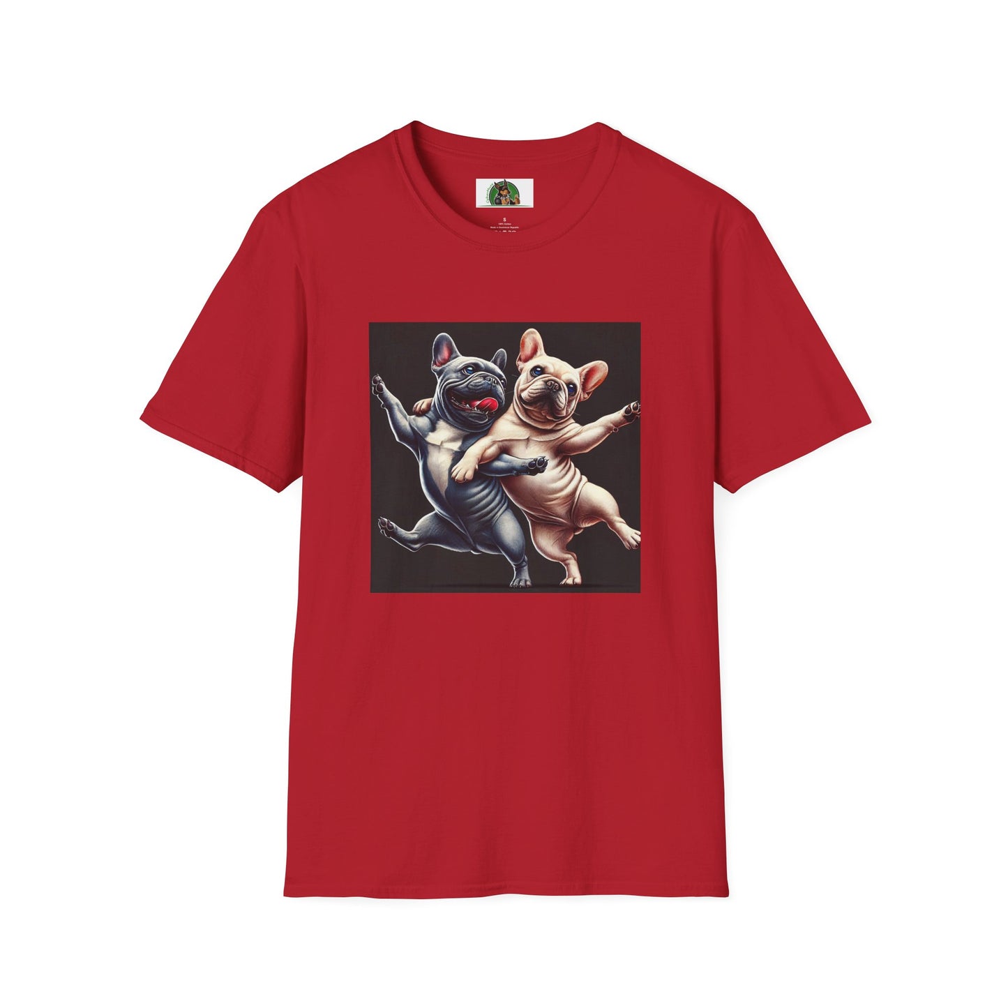 French Bulldogs Dancing Unisex T-Shirt T-Shirt Printify S Cherry Red