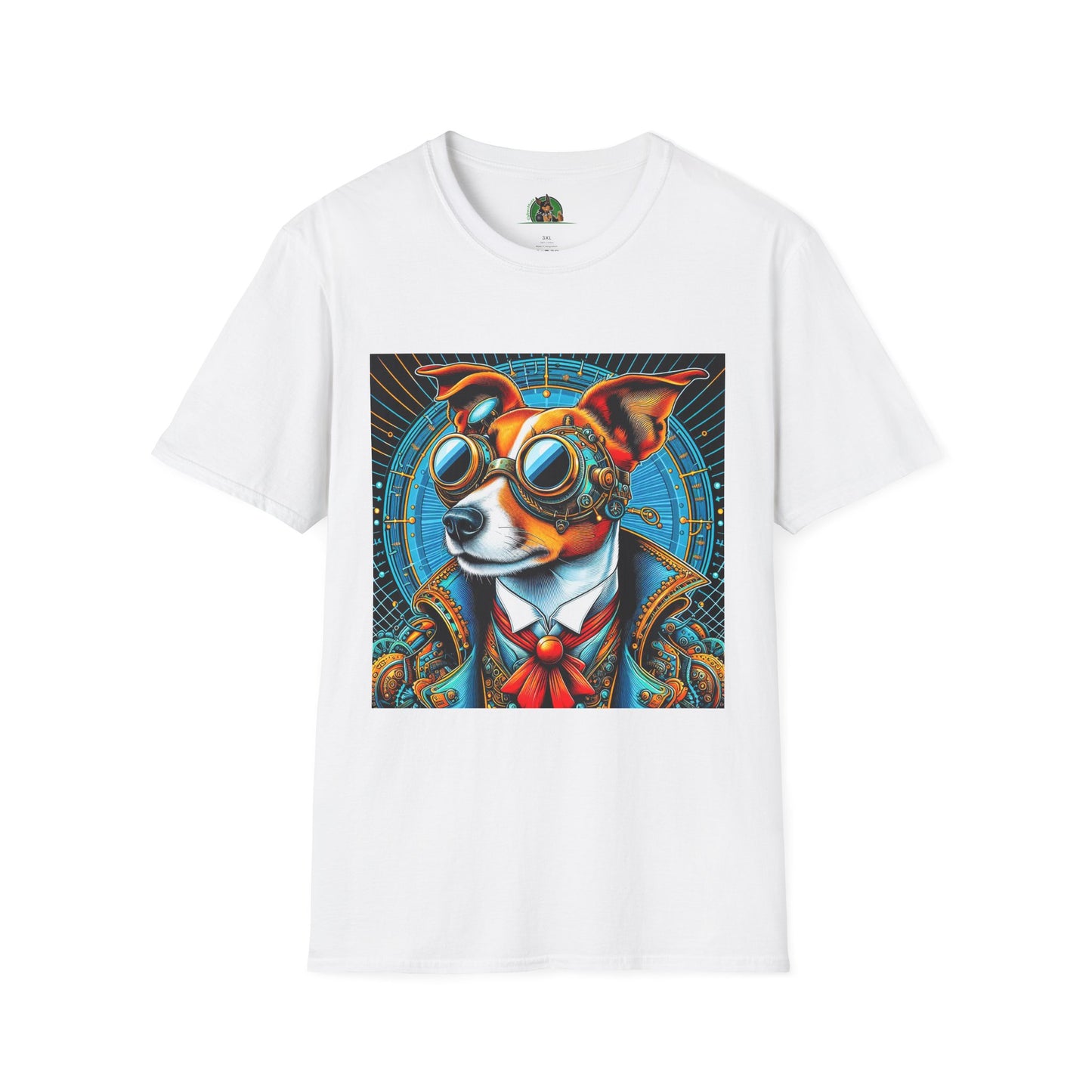 Jack Russell Blue Steampunk Dog T-Shirt Printify S White