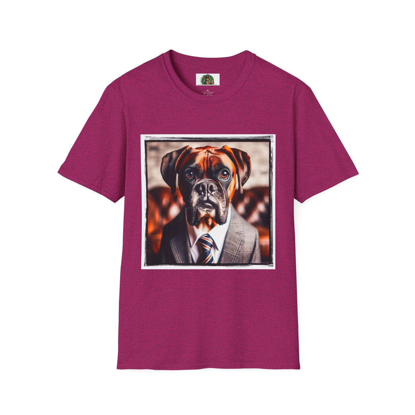 Boxer Dog In Suit Shirt T-Shirt Printify S Antique Heliconia