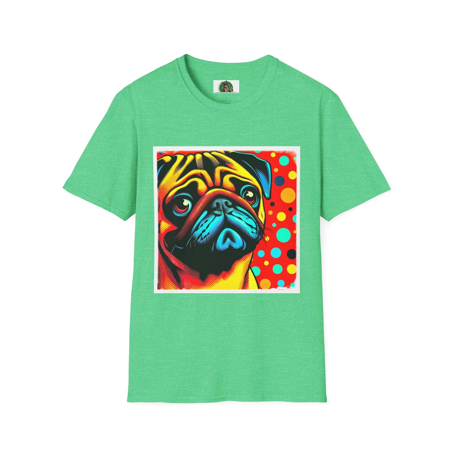 Pugs Pop Art T-Shirt T-Shirt Printify S Heather Irish Green