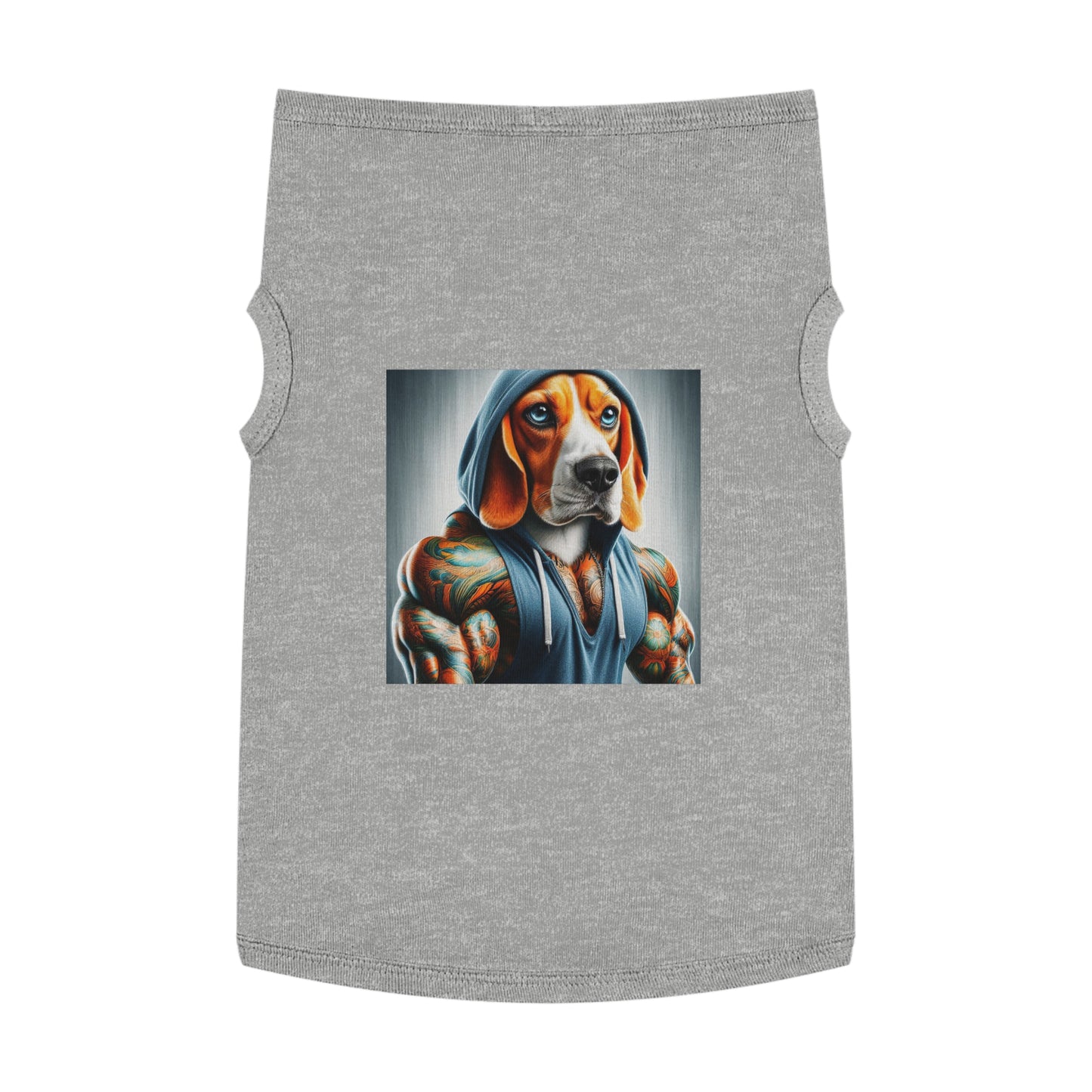 Pet Tank Top Beagle Muscle Dog In Hoodie Pets Printify XL Heather 