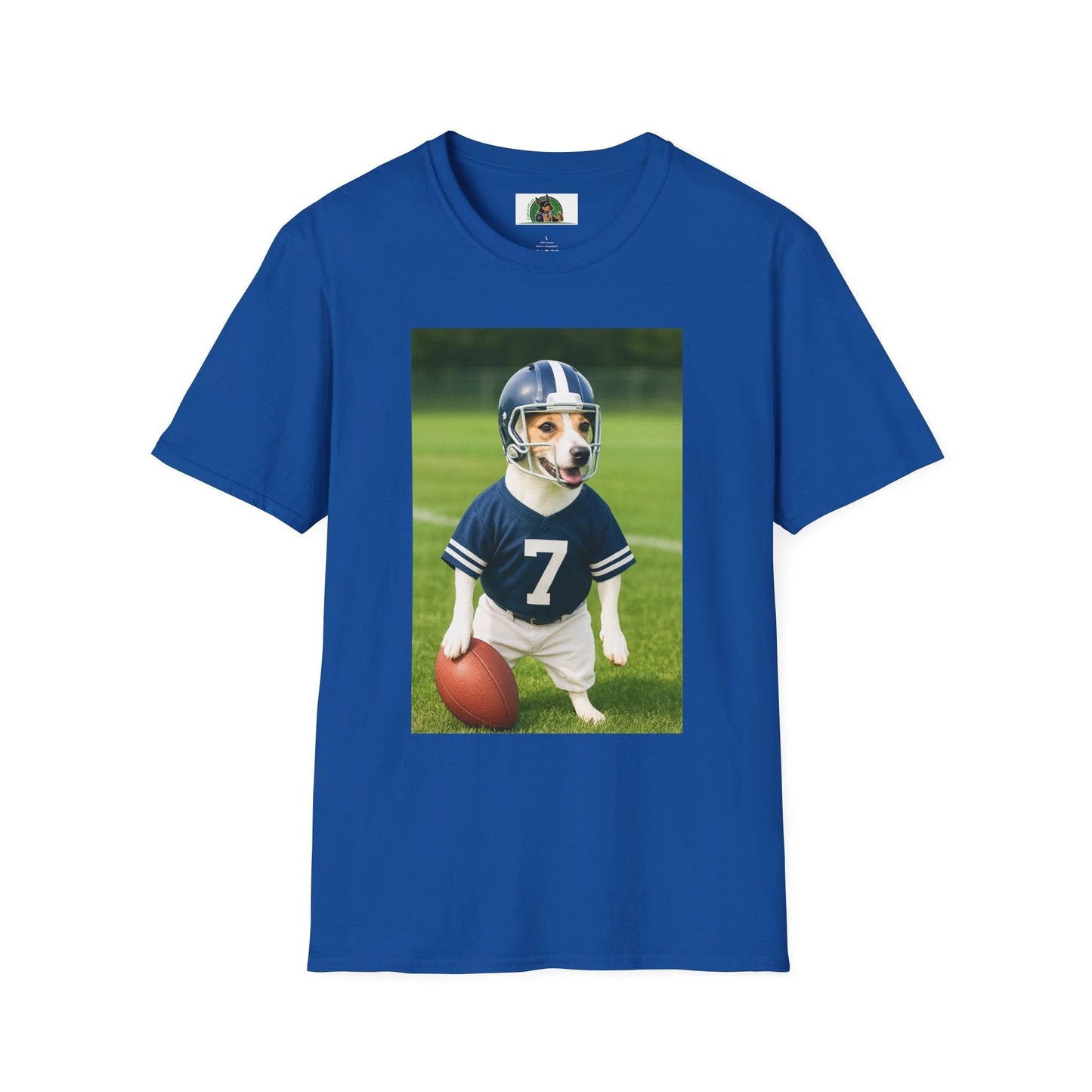 Jack Russell Football T-Shirt — Sports Dog Tee T-Shirt Printify Royal S
