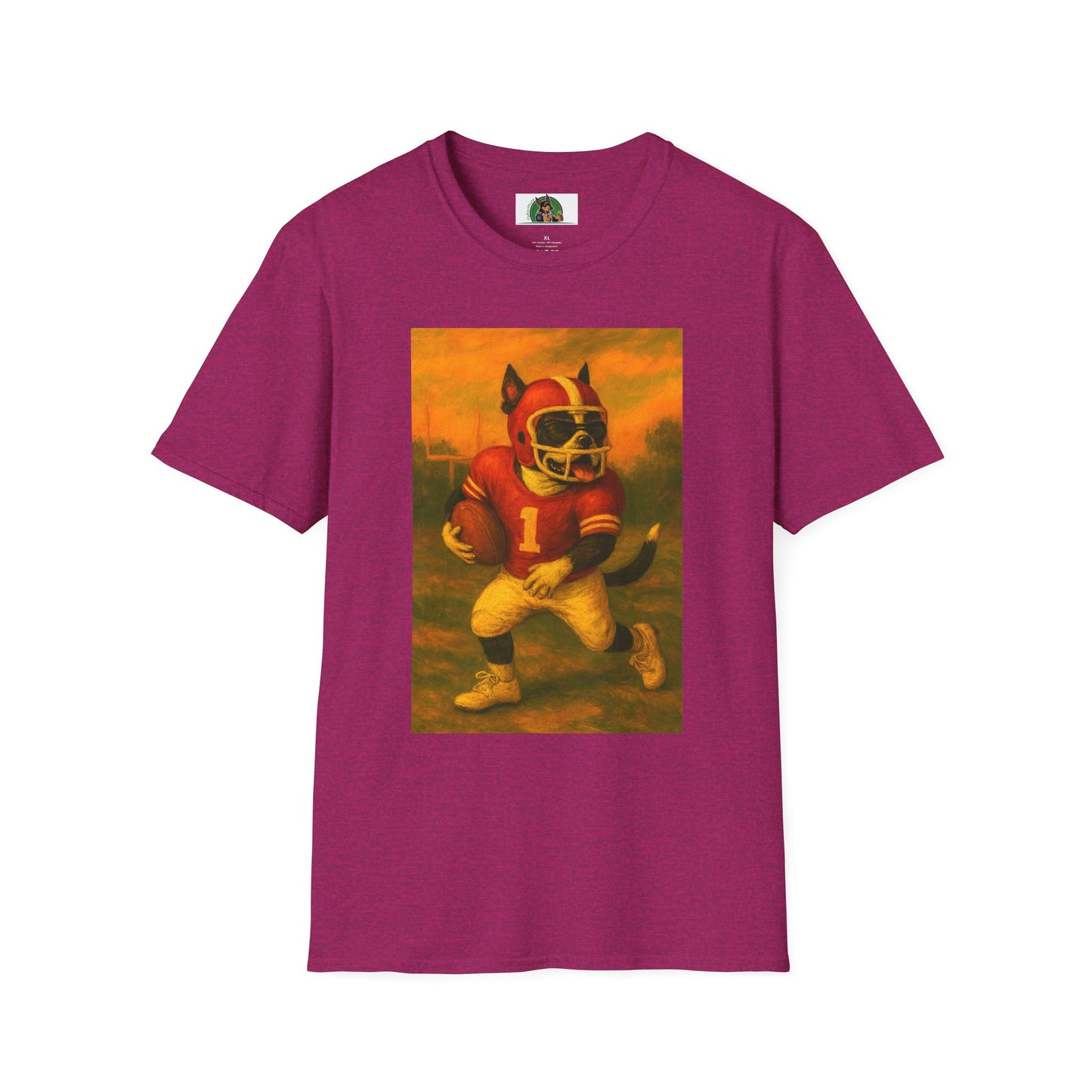 Sports Boston Terrier Football Unisex T-Shirt T-Shirt Printify Antique Heliconia S