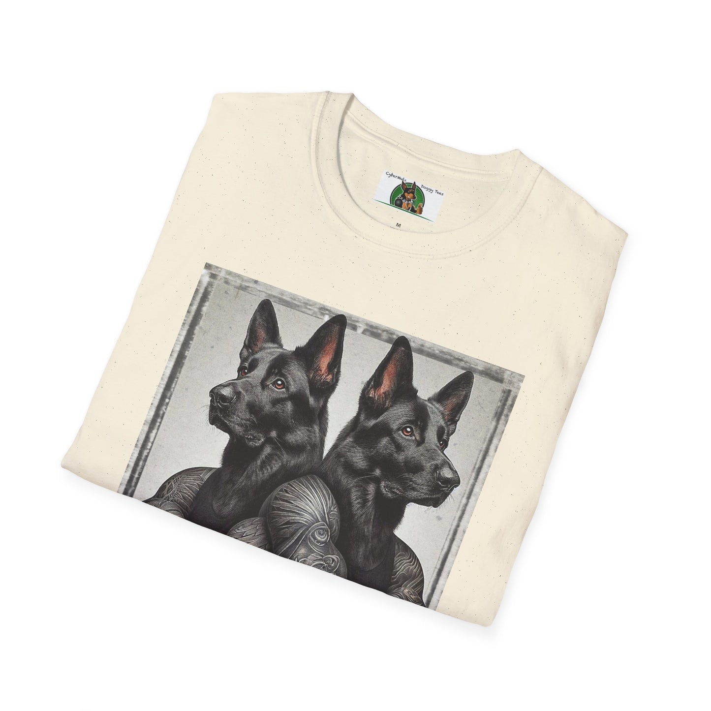 Muscle Twins Black German Shepherds Unisex Softstyle T-Shirt