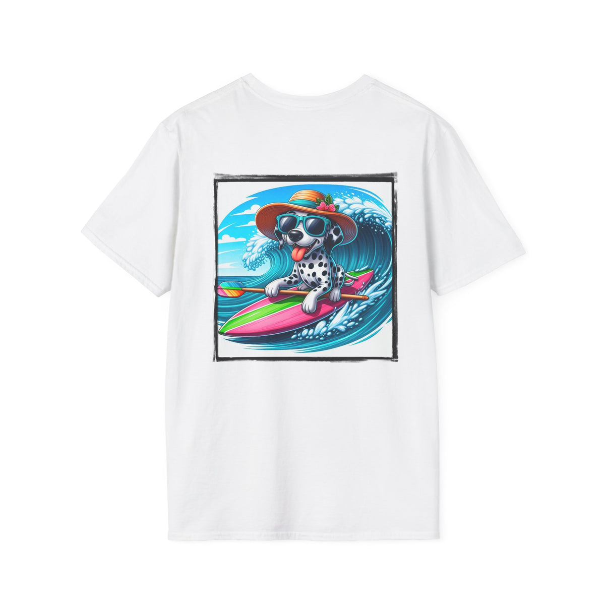 Dalmatian surf day t shirt Back Design