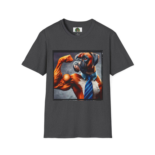 Boxer Dog Flexing T-Shirt T-Shirt Printify XS Dark Heather 