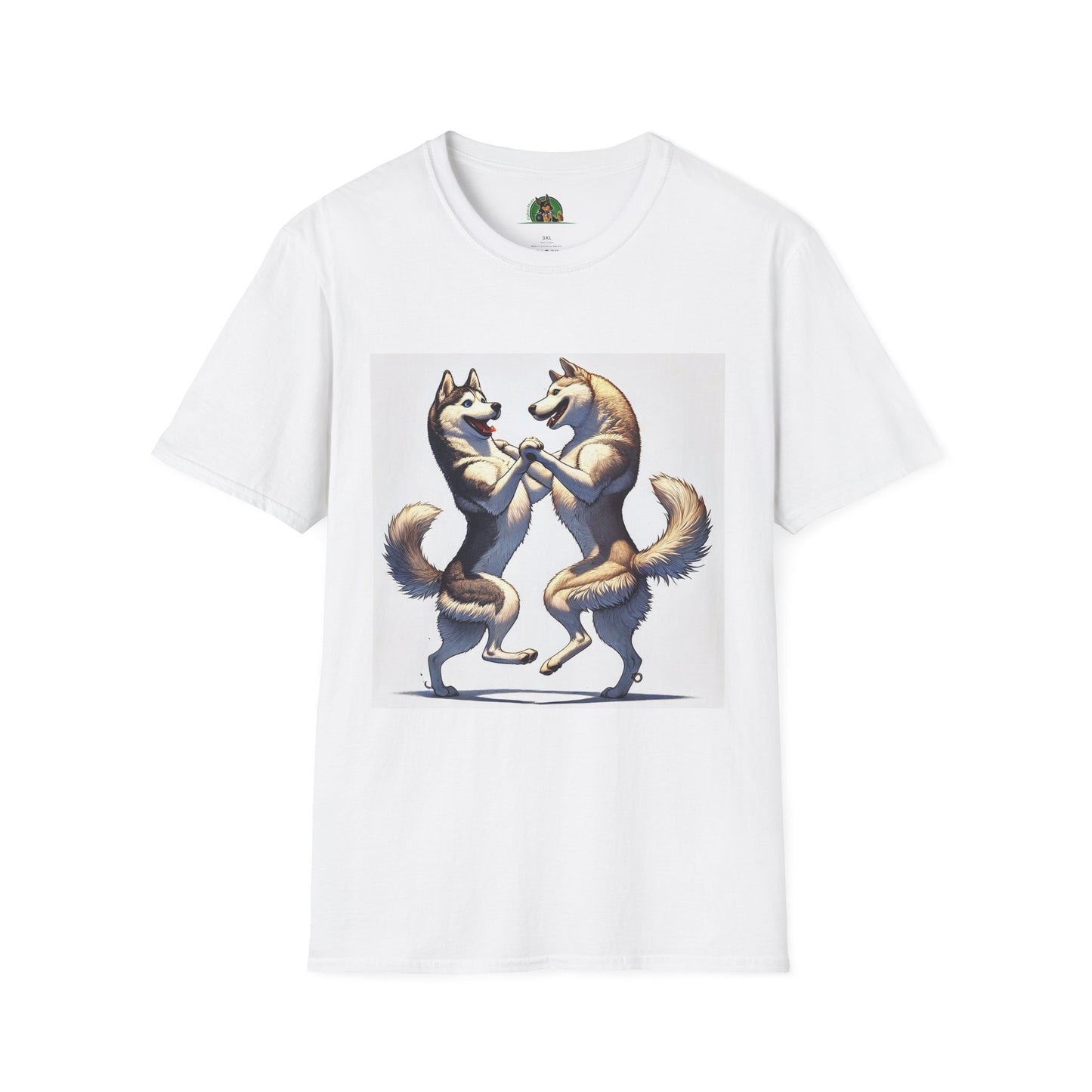 Dancing Huskies T-Shirt T-Shirt Printify XS White