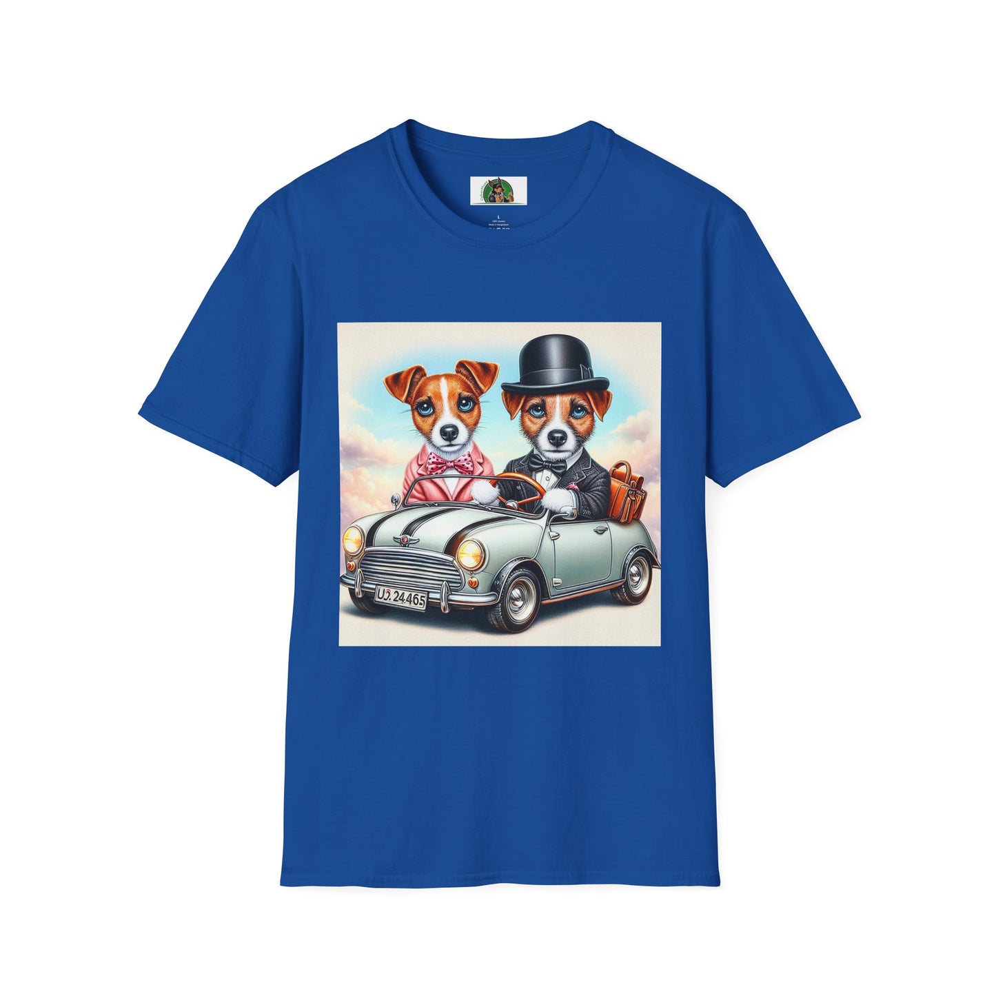 Wacky Jack Russell Top Hat Couple In Car T-Shirt Printify S Royal