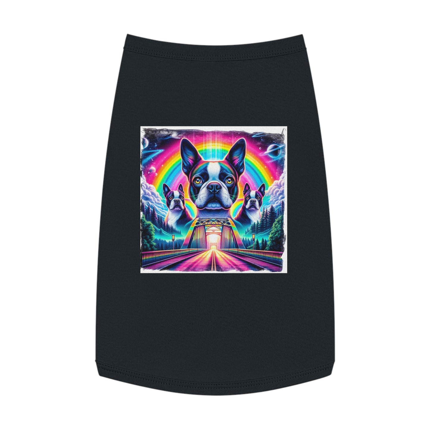 Pet Tank Top Boston Terrier Rainbow Bridge Pets Printify L Black 