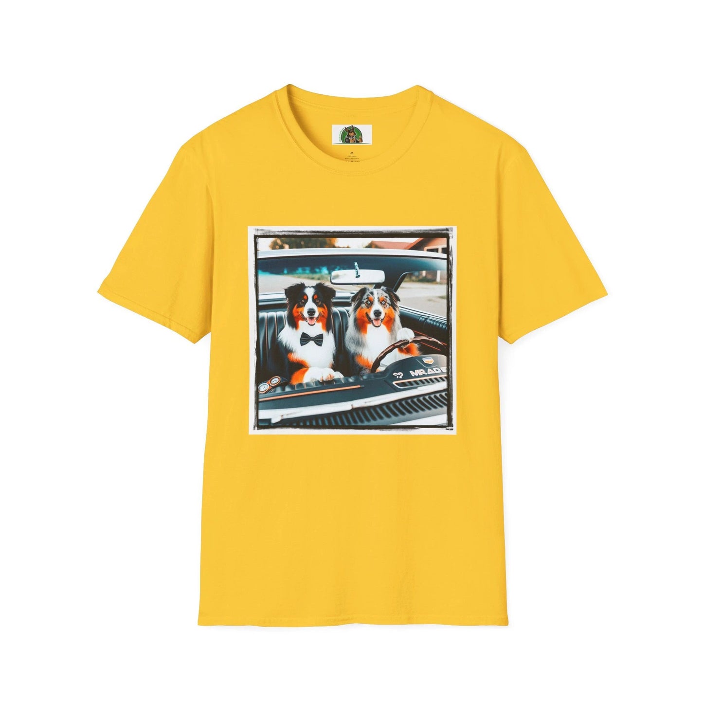 Australian Shepherd Couple Sunday Driving Tee For Dog Lovers Graphic Tee Great Gift Idea T-Shirt Printify S Daisy