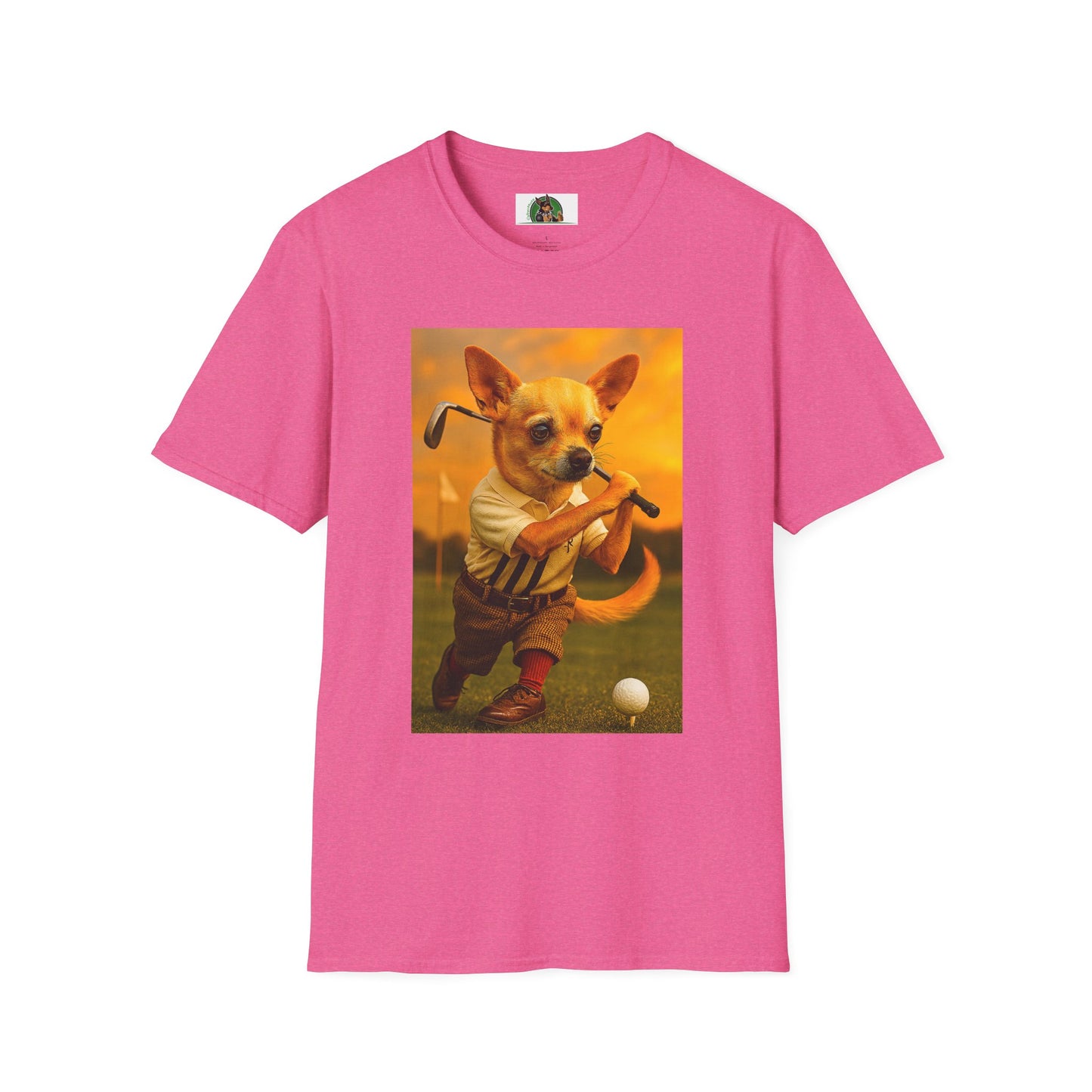 Chihuahua Golf T-Shirt Sports T-Shirt Printify Heather Heliconia S