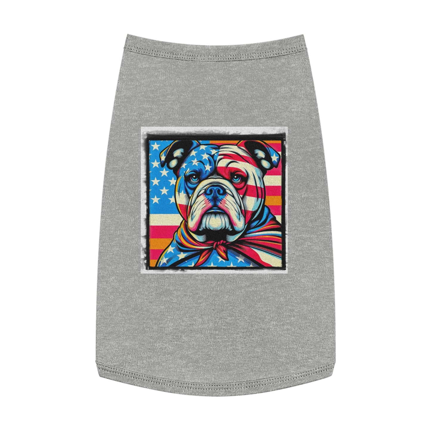 Pet Tank Top Bulldog american flag t shirt Pets Printify L Heather