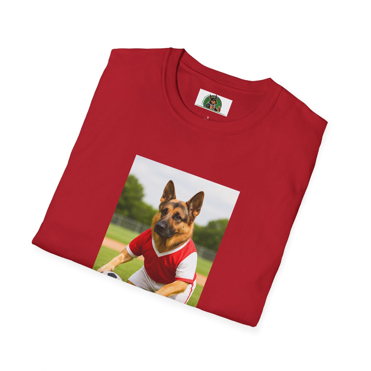 German Shepherd Soccer T-Shirt — Sports Dog Playing Soccer