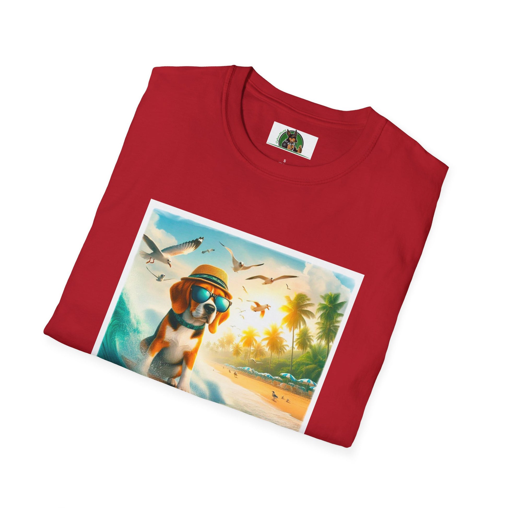 Beagle Surfing Wearing Hat And Shades T-Shirt Printify   