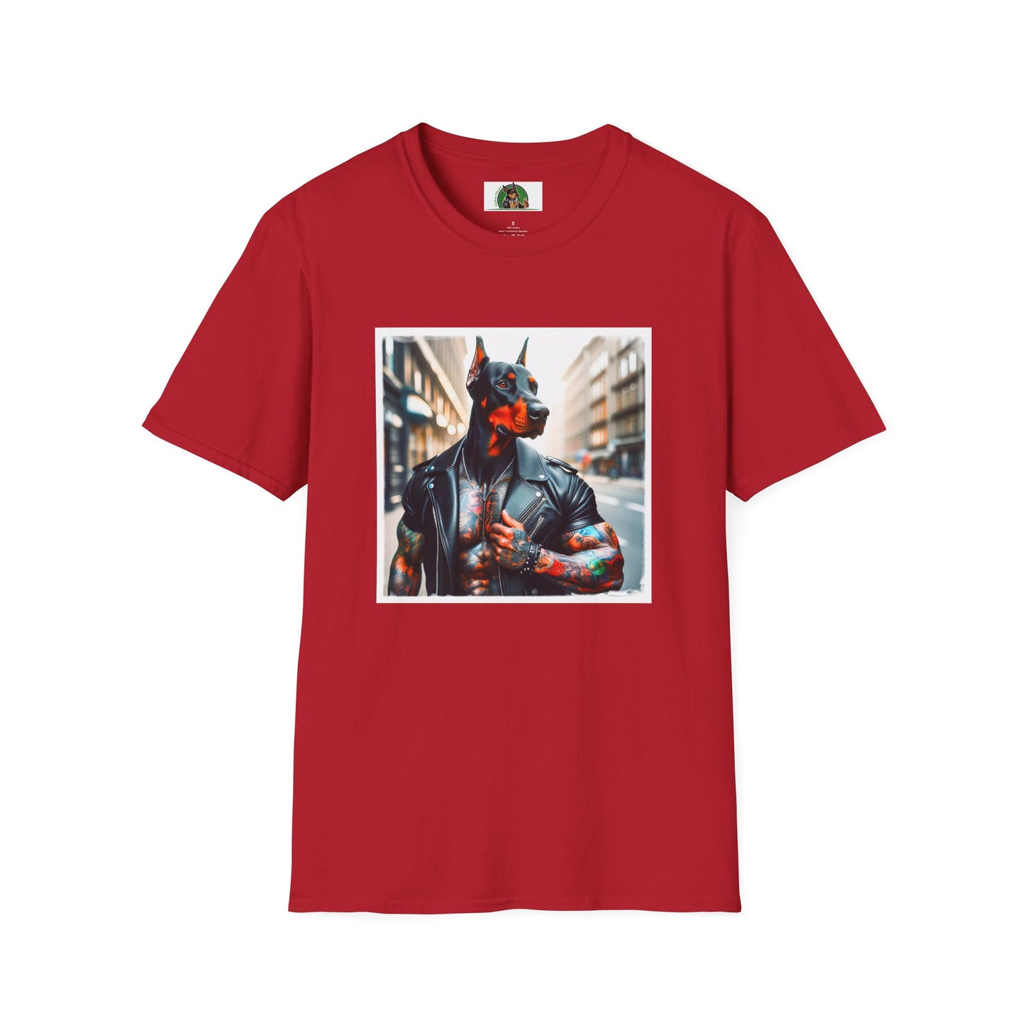 Doberman tough guy t shirt T-Shirt Printify S Cherry Red