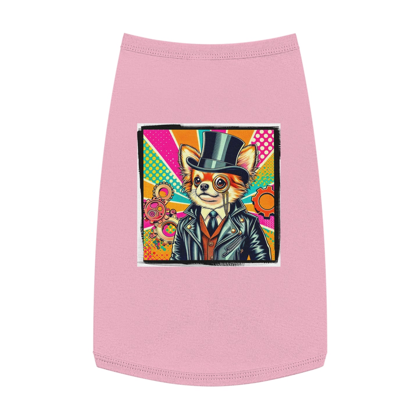Pet Tank Top Chihuahua colorful gears t shirt Pets Printify L Pink