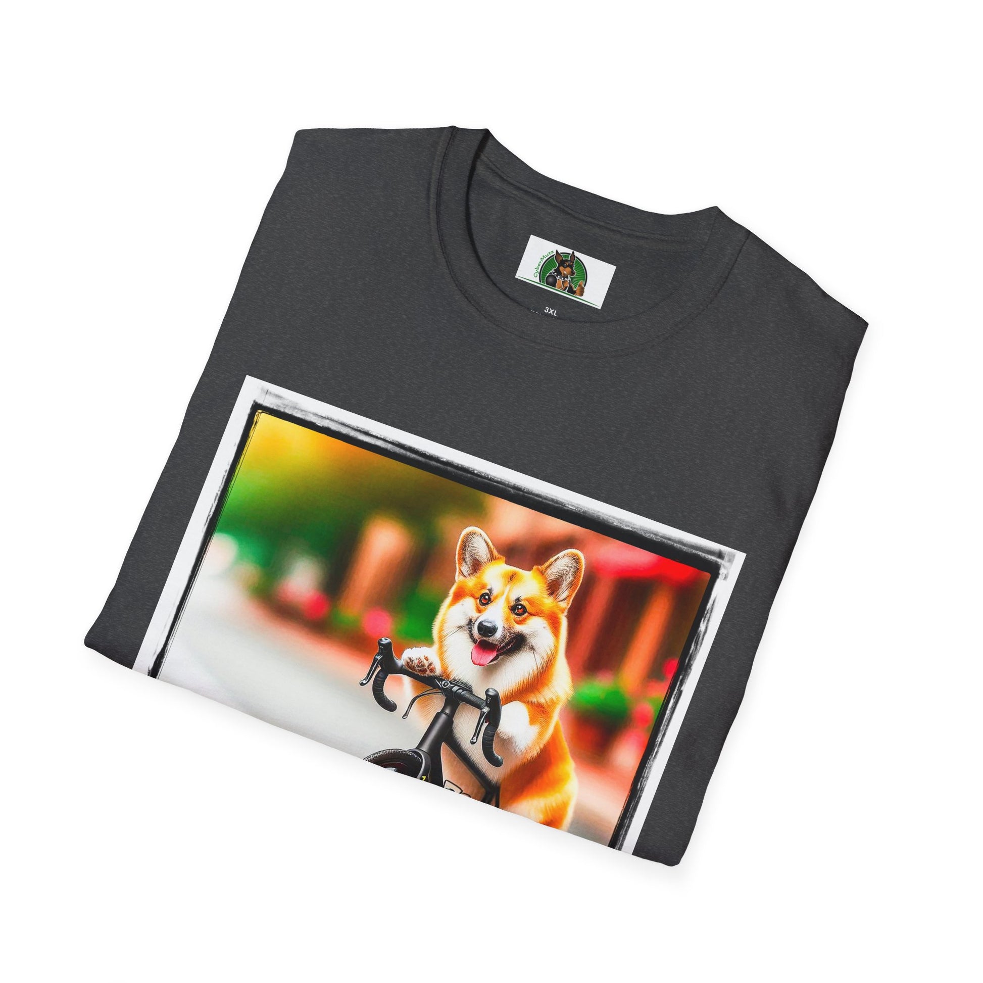 Pembroke Welsh Corgi bike riding T-Shirt Printify