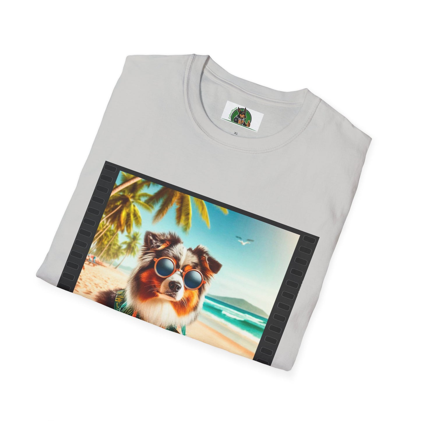 Australian Shepherd Beach Frisbee Dog T-Shirt Printify   