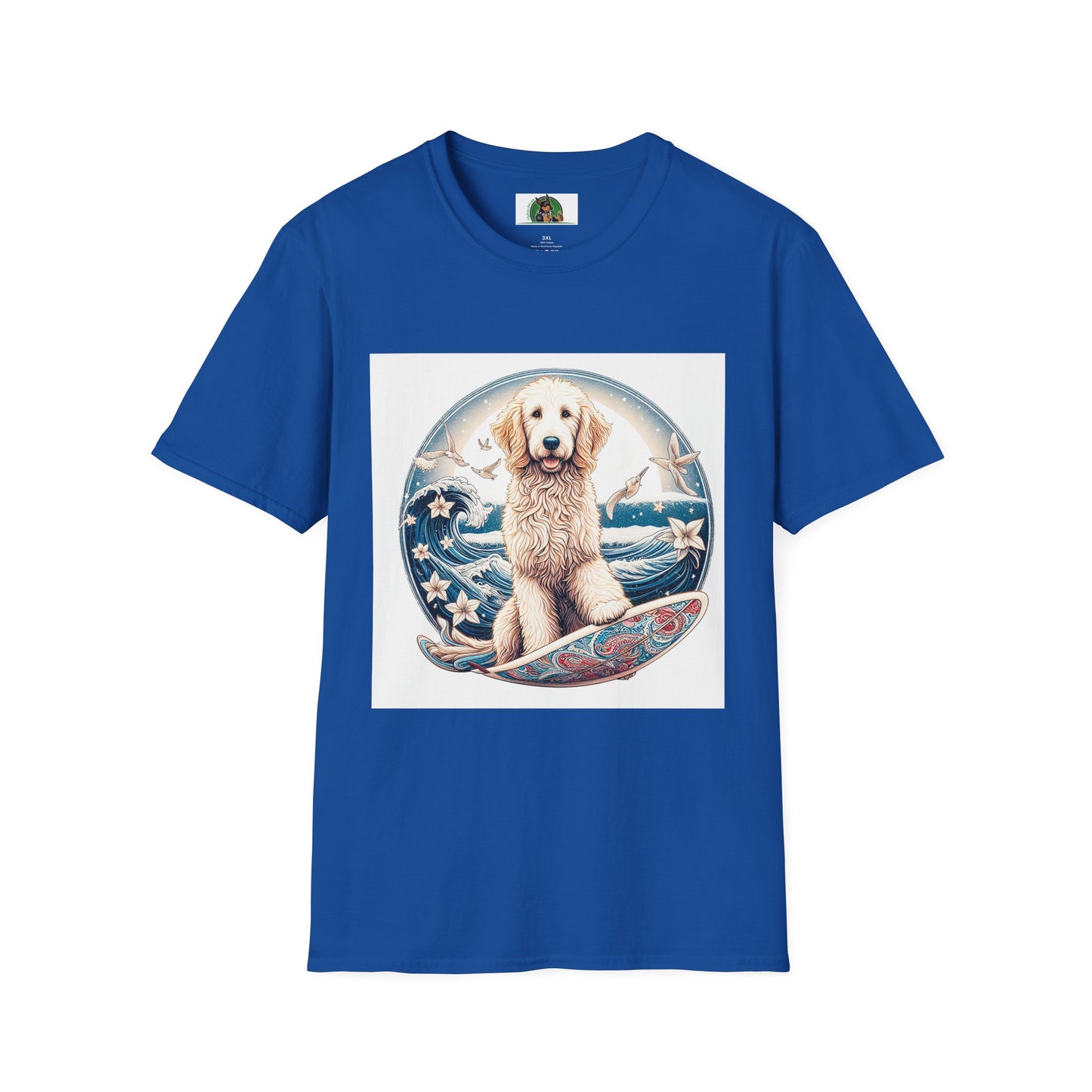 Golden Doodle flowery waves t shirt T-Shirt Printify XS Royal