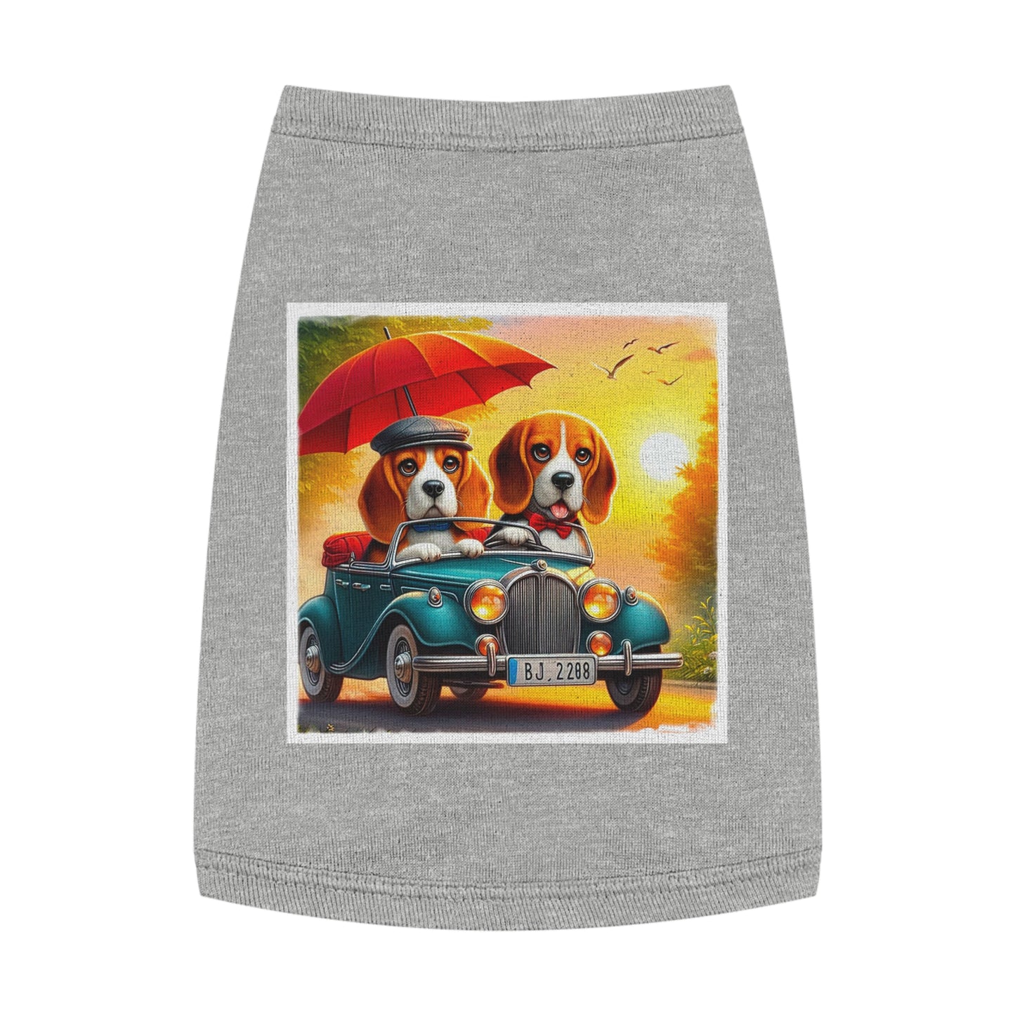 Pet Tank Top Wacky Beagle Dogs In Tiny Car Pets Printify M Heather 