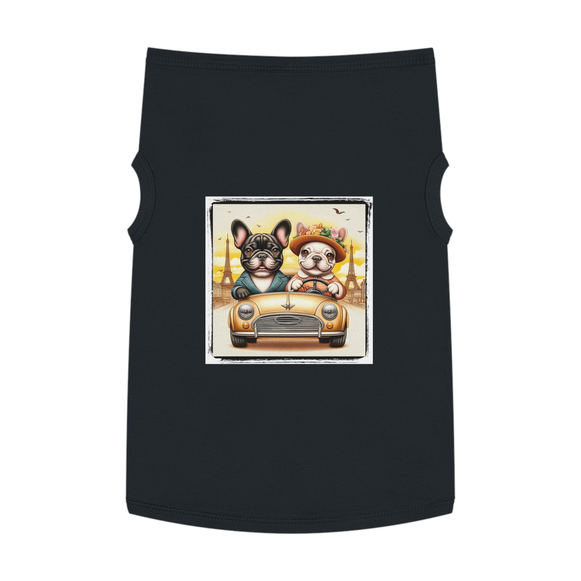 Wacky Pet Tank Top French Bulldog pretty in Paris t shirt Pets Printify