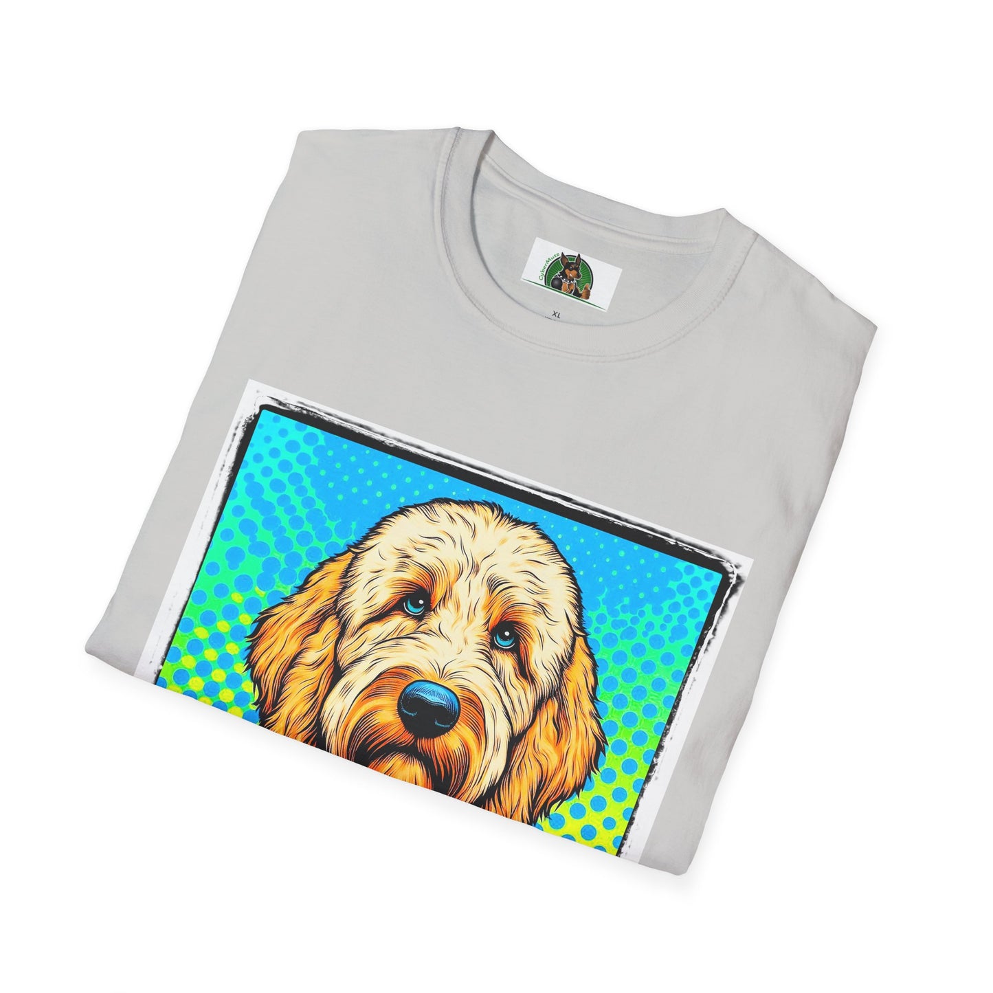 Golden Doodle blue suit t shirt
