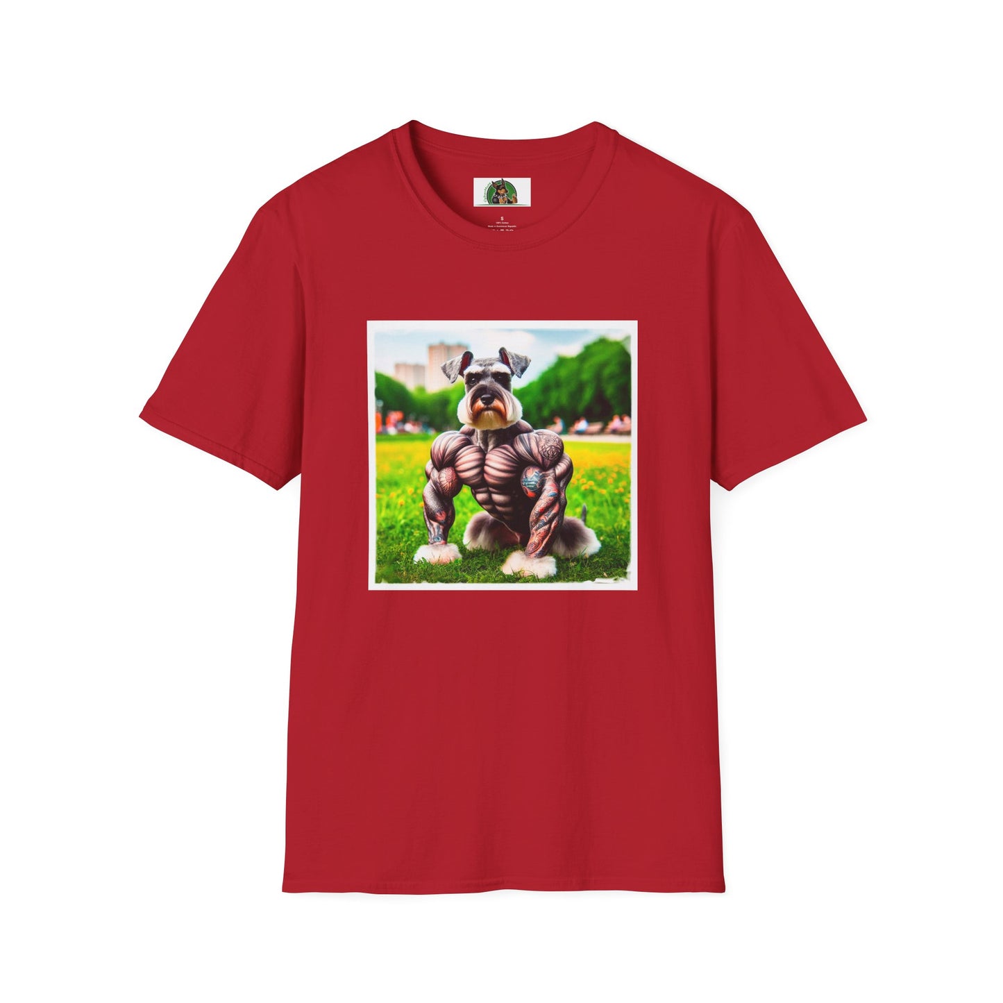 Schnauzer T-Shirt with Miniature Schnauzer Design T-Shirt Printify S Cherry Red 