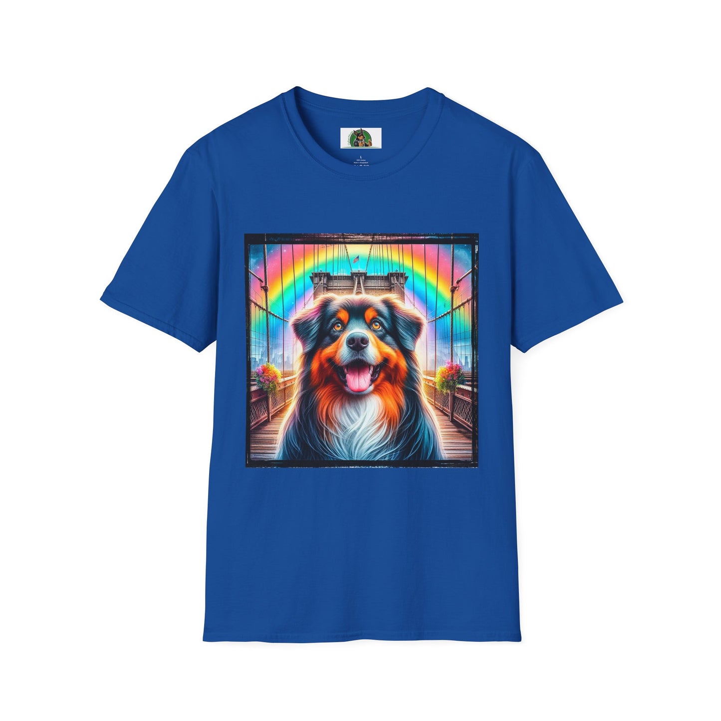 Australian Shepherd Bright Rainbow Bridge T-Shirt Printify XS Royal