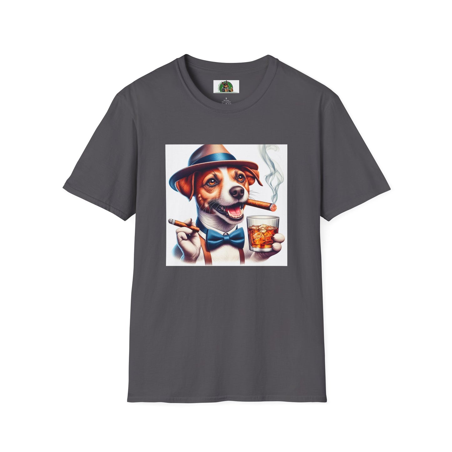 Jack Russell Stogey Whiskey T-Shirt Printify S Charcoal