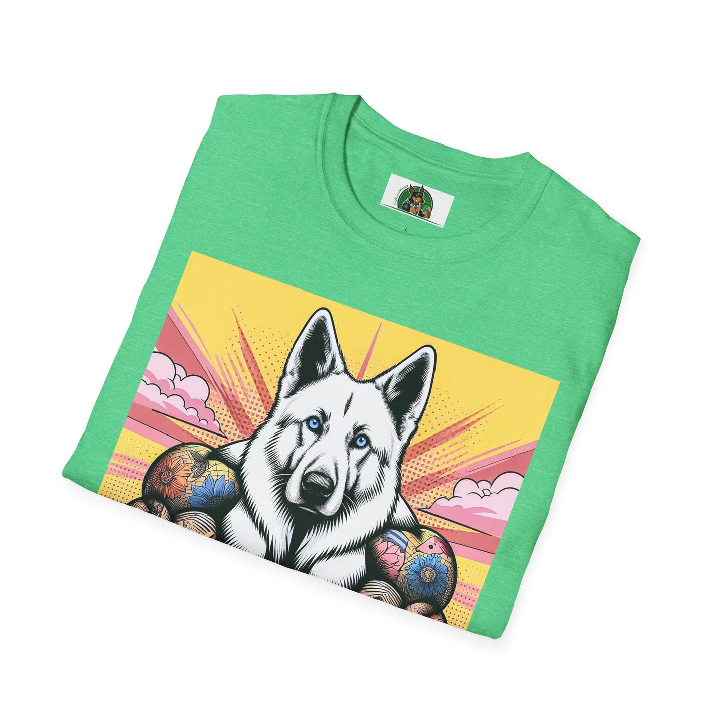 German Shepherd arms and flexing shirt