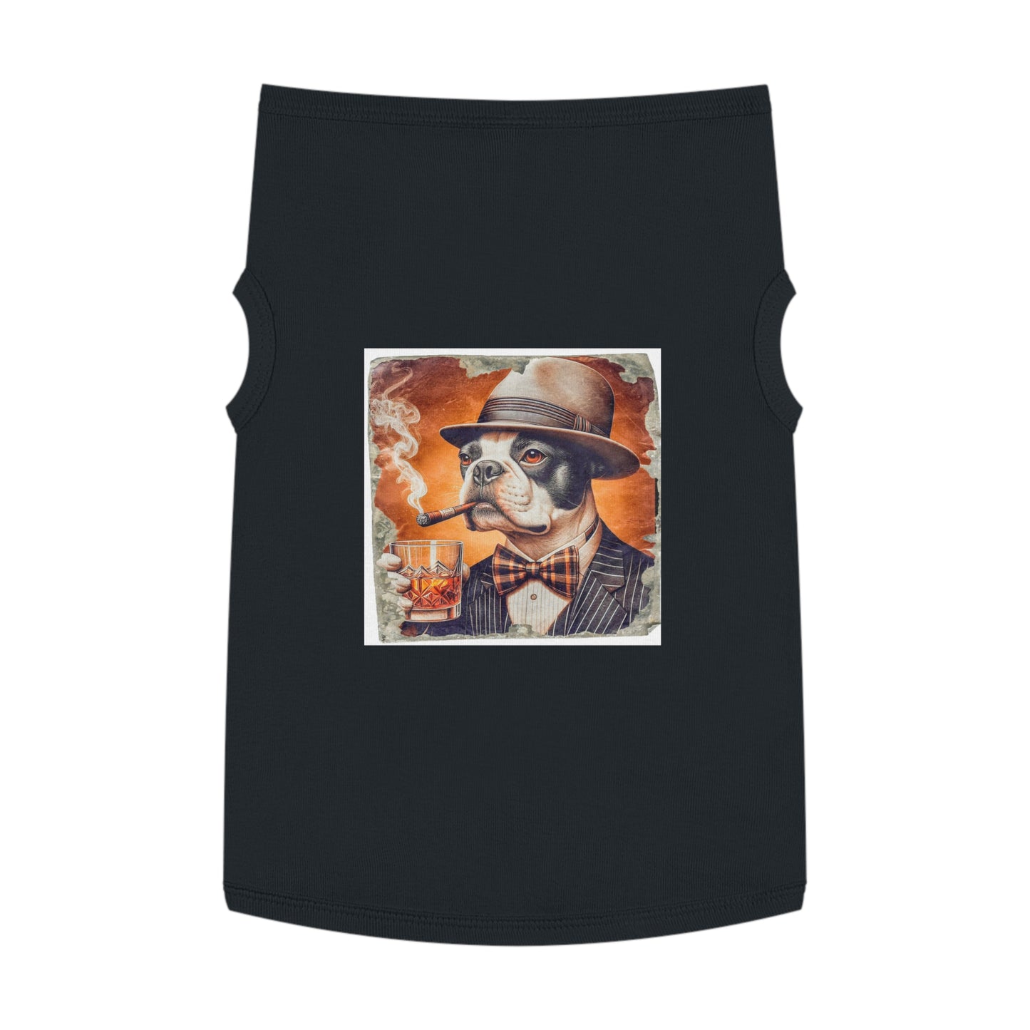 Pet Tank Top Boston Terrier Smoking Cigar Pets Printify XL Black 