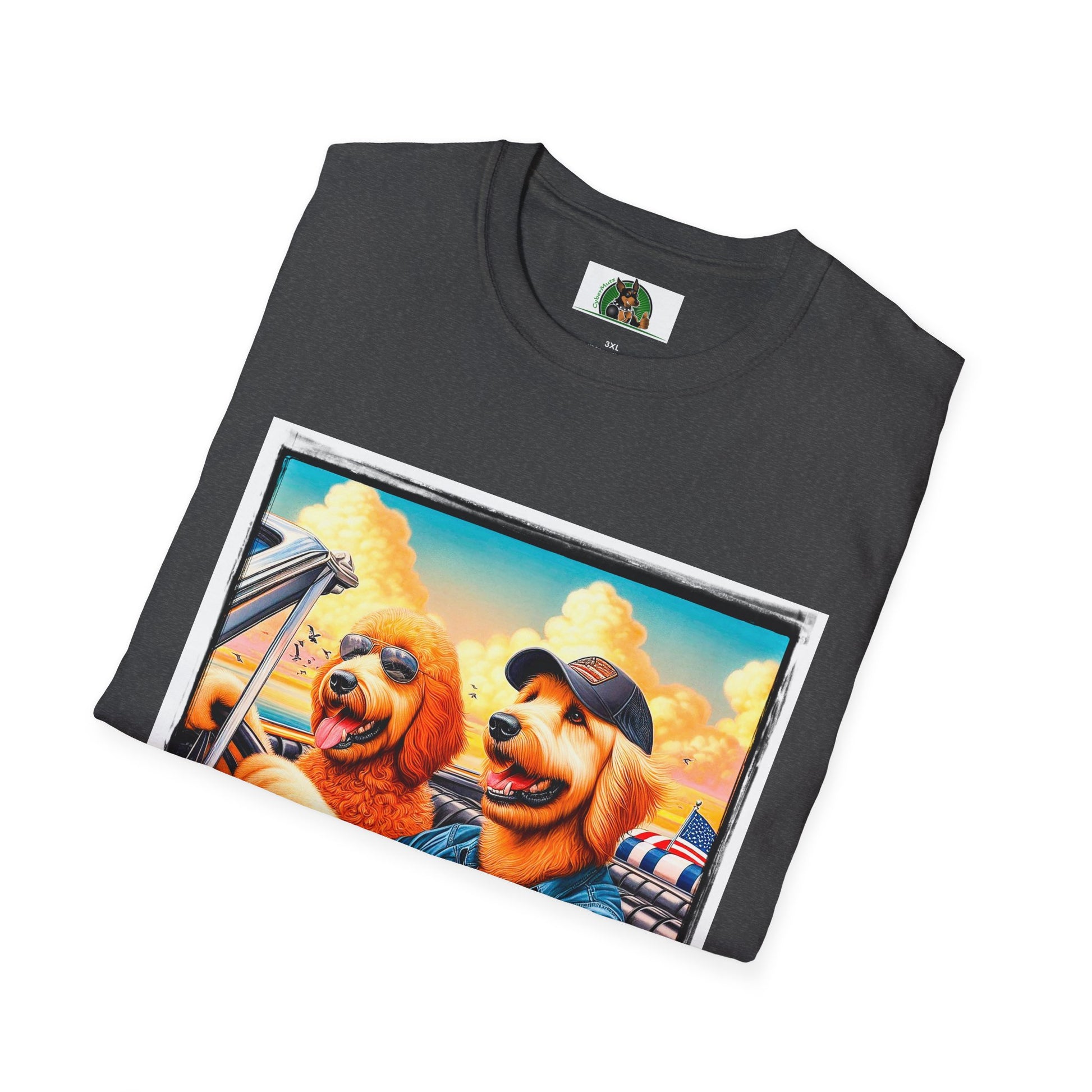 Wacky Golden Doodle driving frirnds T-Shirt Printify