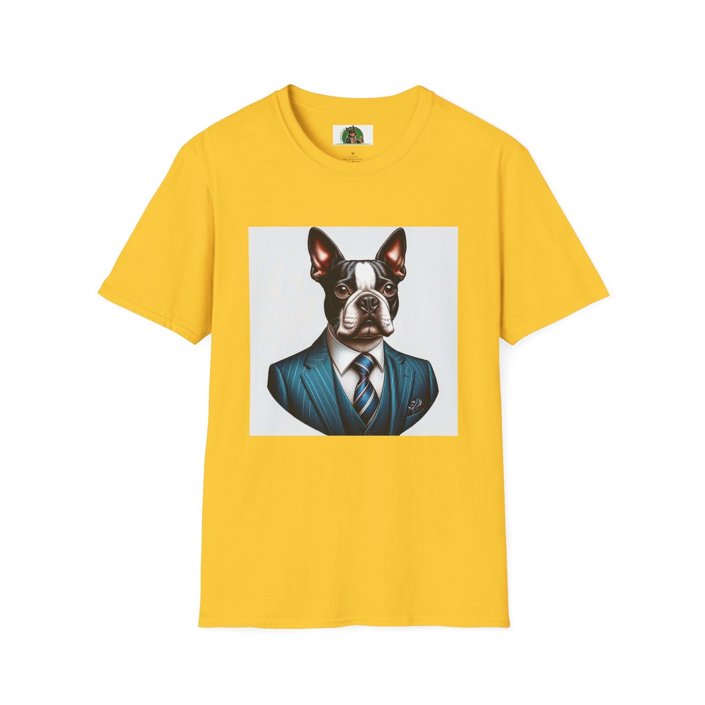 Boston Terrier Dog In Blue Suit TShirt T-Shirt Printify S Daisy 